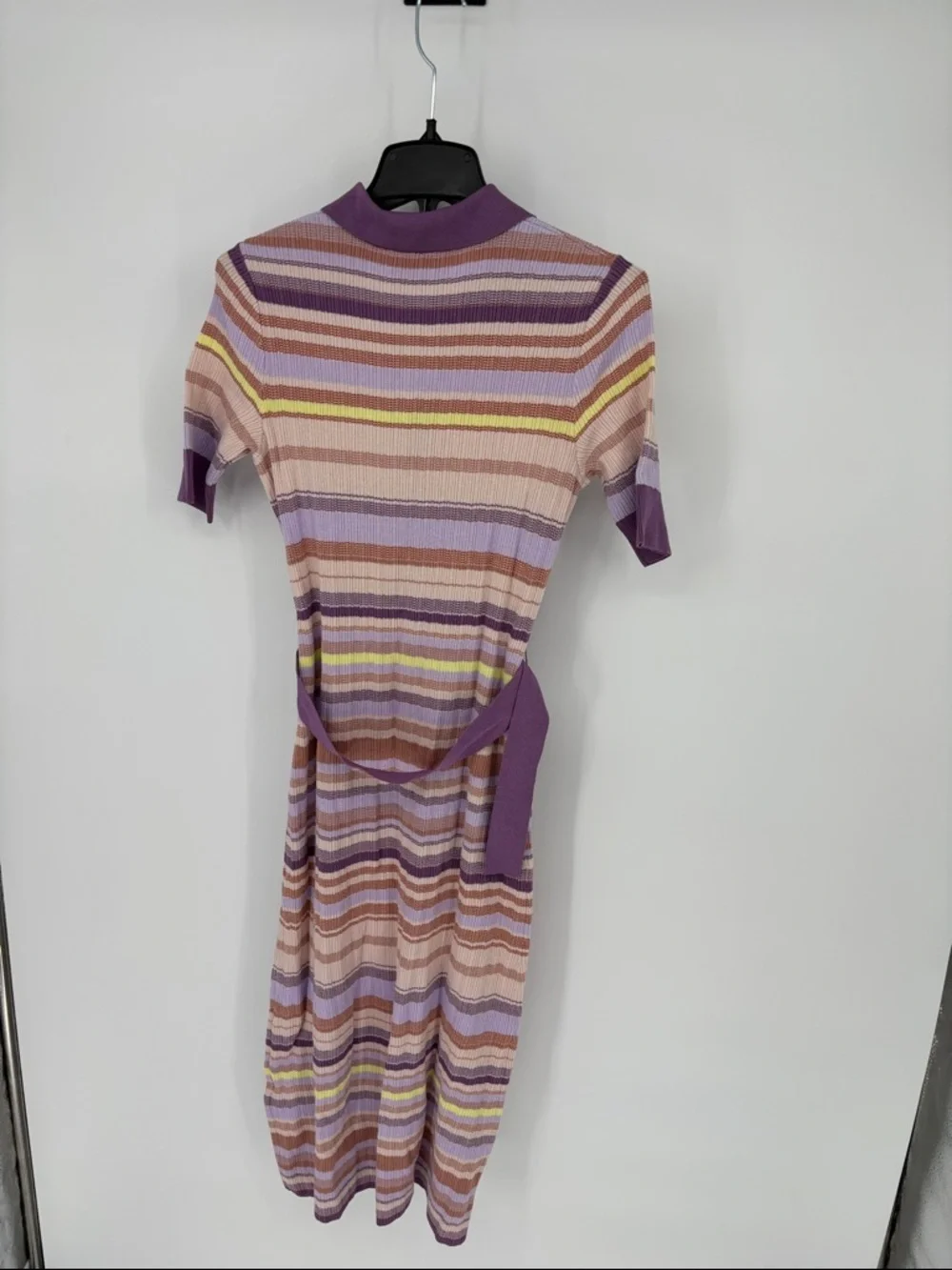 kate spade Pastel multi Striped Polo knit  Dress in Lavender Collar belt S
